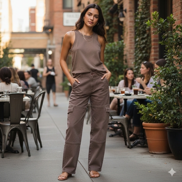 Aritzia Pants - Wilfred Free Aritzia Women's Y2K Brown Modern Cargo High Rise Size 4